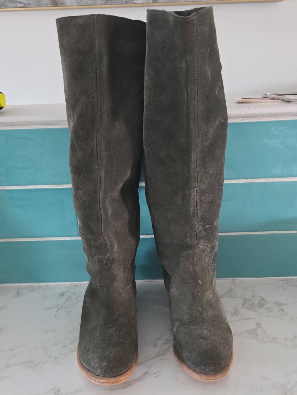 Bronx Olive Suede Over-the-Knee Boots
